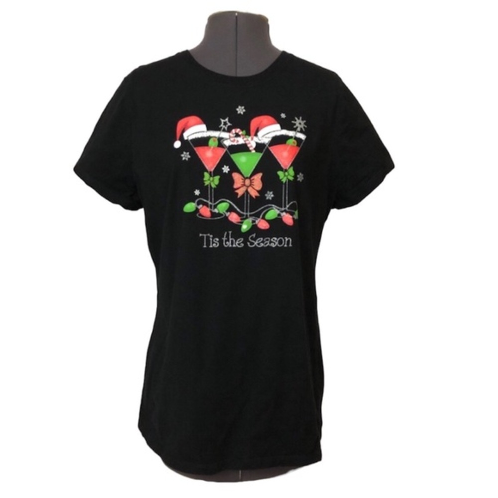 CHRISTMAS Women’s Cotton Graphic‎ Black Shirt XL